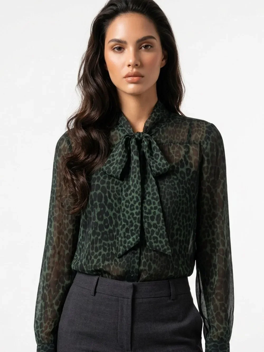 MICHAEL KORS | Green & Black Animal Print Leopard Button Up Shirt Women’s Size S